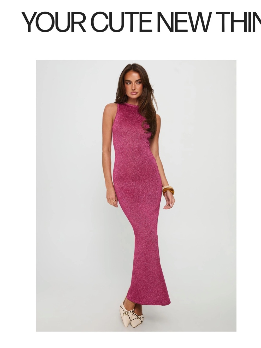 Princess Polly Fitted Magenta Knit Maxi Dress